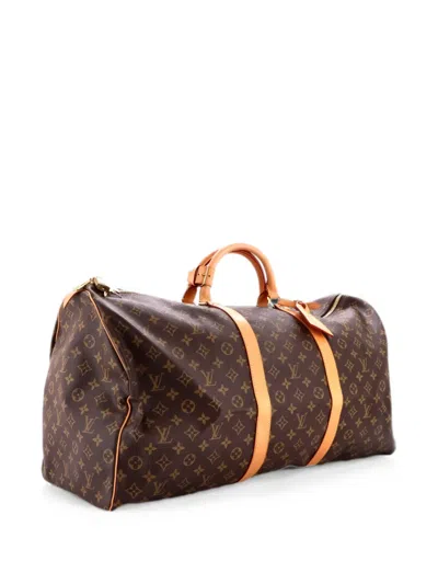 Pre-owned Louis Vuitton Keepall Bag Monogram Canvas 60 Travel Bag In Brown