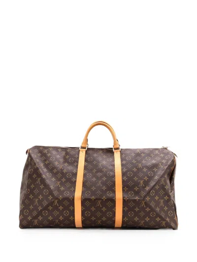 Pre-owned Louis Vuitton Keepall Bag Monogram Canvas 60 Travel Bag In Brown
