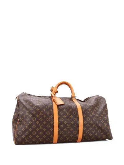 Pre-owned Louis Vuitton Keepall Bag Monogram Canvas 60 Travel Bag In Brown