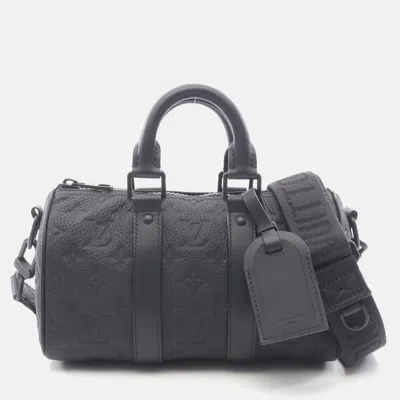 Pre-owned Louis Vuitton Keepall Bandouliere 25 Handbag Monogram Taurillon Leather In Black