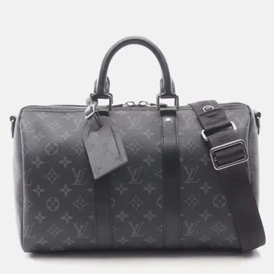 Pre-owned Louis Vuitton Keepall Bandouliere 35 Monogram Eclipse In Black