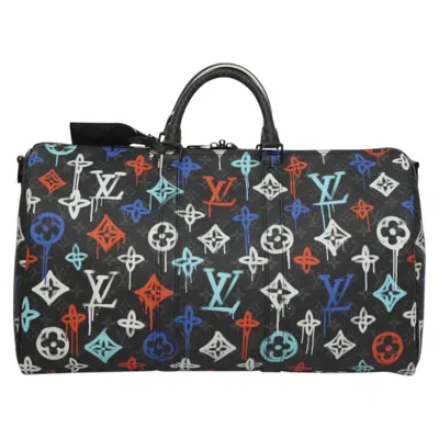 Pre-owned Louis Vuitton Keepall Bandouliere 50 Black Canvas Travel Bag ()