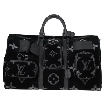 Pre-owned Louis Vuitton Keepall Bandouliere 50 Black Wool Travel Bag ()