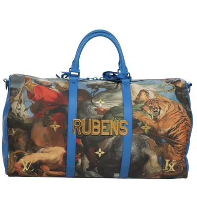 Pre-owned Louis Vuitton Keepall Bandouliere 50 Blue Canvas Travel Bag ()