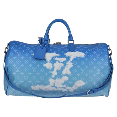 Pre-owned Louis Vuitton Keepall Bandouliere 50 Blue Canvas Travel Bag ()