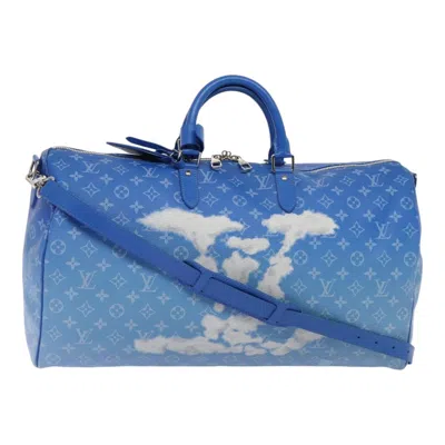Pre-owned Louis Vuitton Keepall Bandouliere 50 Blue Canvas Travel Bag ()