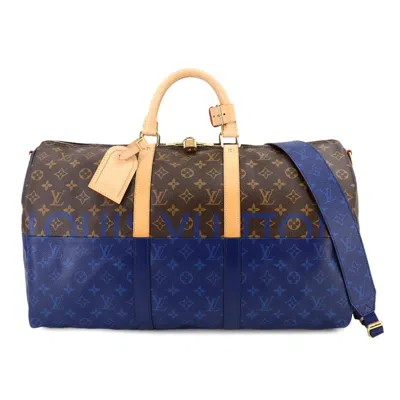 Pre-owned Louis Vuitton Keepall Bandouliere 50 Blue Canvas Travel Bag ()