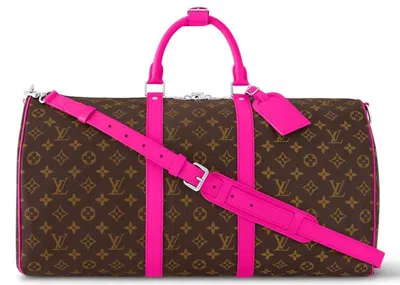 Pre-owned Louis Vuitton Keepall Bandouliere 50 Colormania In Fuchsia In Pink