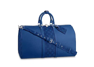 Pre-owned Louis Vuitton Keepall Bandouliere 50 In Pacific Blue