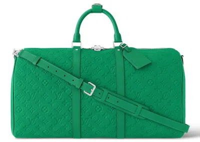 Pre-owned Louis Vuitton Keepall Bandouliere 50 Taurillon Colormania In Green