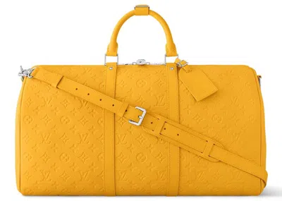 Pre-owned Louis Vuitton Keepall Bandouliere 50 Taurillon Colormania In Jaune Mat In Yellow