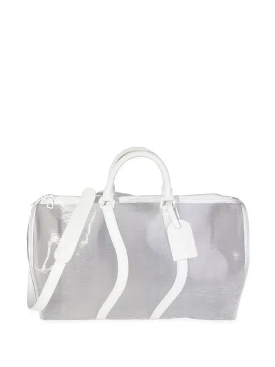 Pre-owned Louis Vuitton Keepall Bandoulière 50 Travel Bag In 白色