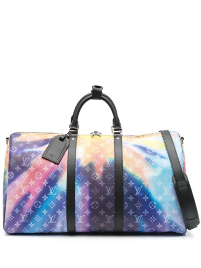 Pre-owned Louis Vuitton Keepall Bandoulière 50 Travel Bag In Black