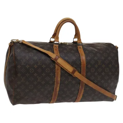 Pre-owned Louis Vuitton Keepall Bandouliere 55 Brown Canvas Travel Bag ()