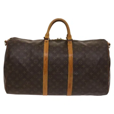 Pre-owned Louis Vuitton Keepall Bandouliere 55 Brown Canvas Travel Bag ()