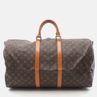 Pre-owned Louis Vuitton Keepall Bandouliere 55 Handbag Monogram No Strap In Brown