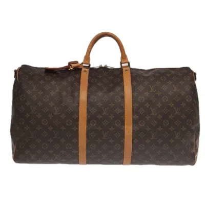 Pre-owned Louis Vuitton Keepall Bandoulière 60 Black Canvas Travel Bag ()