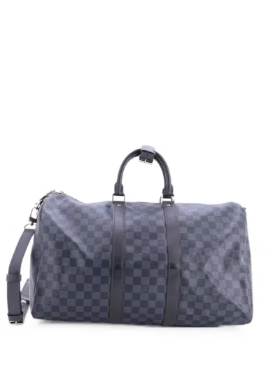 Pre-owned Louis Vuitton Keepall Bandouliere Bag Damier Cobalt 45 Travel Bag In Blue