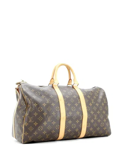 Pre-owned Louis Vuitton Keepall Bandouliere Bag Monogram Canvas 45 Travel Bag In Brown