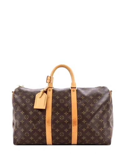 Pre-owned Louis Vuitton Keepall Bandouliere Bag Monogram Canvas 45 Travel Bag In Brown