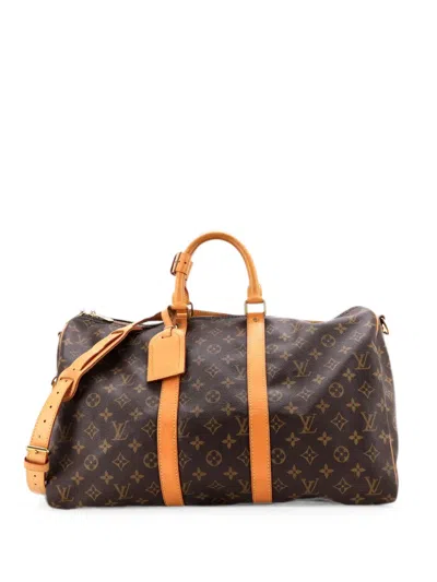 Pre-owned Louis Vuitton Keepall Bandouliere Bag Monogram Canvas 45 Travel Bag In Brown