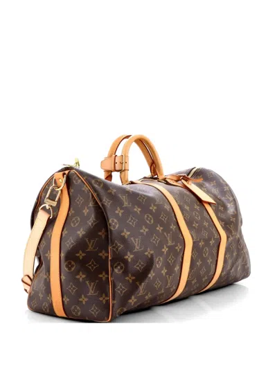 Pre-owned Louis Vuitton Keepall Bandouliere Bag Monogram Canvas 50 Travel Bag In Brown