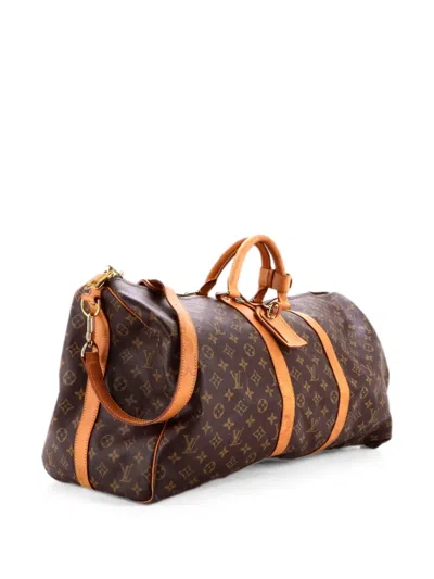 Pre-owned Louis Vuitton Keepall Bandouliere Bag Monogram Canvas 55 Travel Bag In Brown