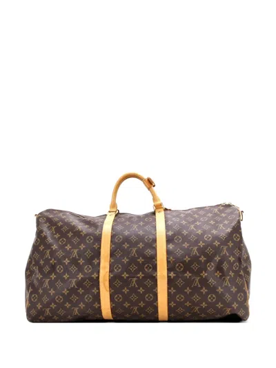 Pre-owned Louis Vuitton Keepall Bandouliere Bag Monogram Canvas 60 Travel Bag In Brown
