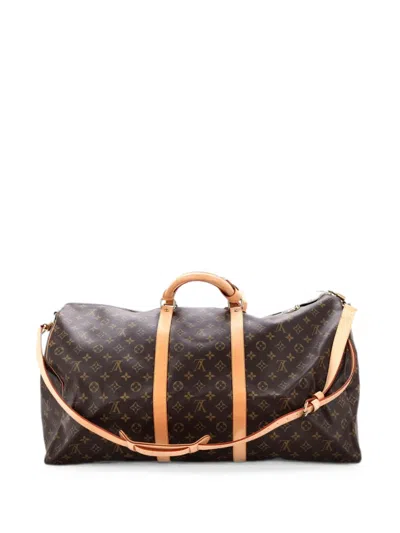 Pre-owned Louis Vuitton Keepall Bandouliere Bag Monogram Canvas 60 Travel Bag In Brown