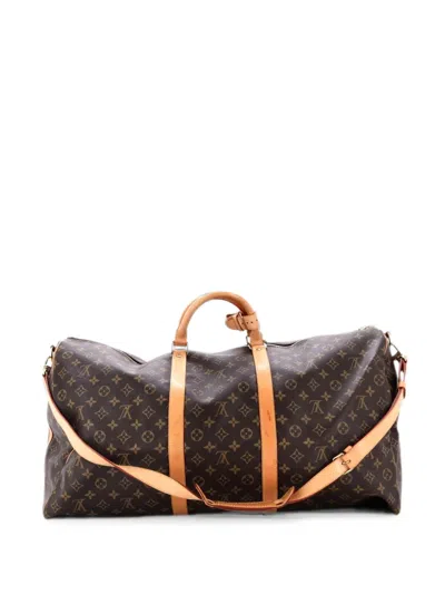 Pre-owned Louis Vuitton Keepall Bandouliere Bag Monogram Canvas 60 Travel Bag In Brown