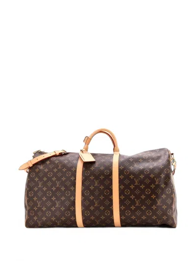 Pre-owned Louis Vuitton Keepall Bandouliere Bag Monogram Canvas 60 Travel Bag In Brown