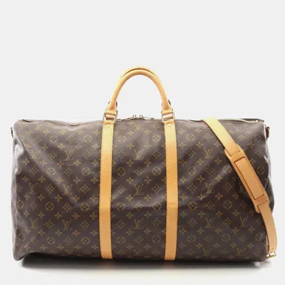 Pre-owned Louis Vuitton Keepall Bandouliere Monogram Canvas Duffel Bag In Brown