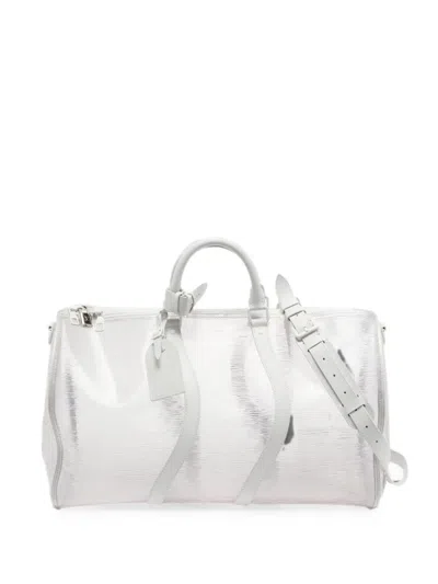 Louis Vuitton Keepall Bandouliere Wavy Duffel Bag In White