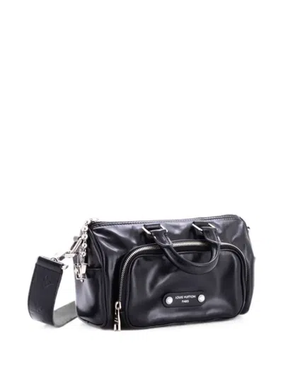 Pre-owned Louis Vuitton Keepall Cargo Bandouliere Bag Calfskin With Monogram Leather 25 Travel Bag In Black