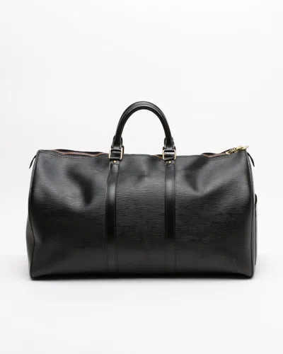 Pre-owned Louis Vuitton Keepall Epi 50 Weekend Bag In Black