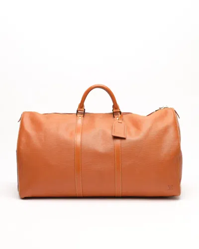 Pre-owned Louis Vuitton Keepall Epi 60 Weekend Bag In Brown