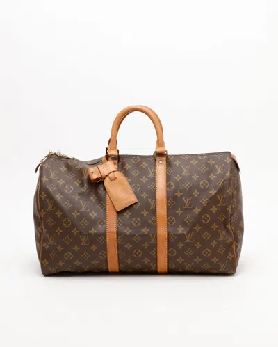 Pre-owned Louis Vuitton Keepall Monogram 45 Weekend Bag In Brown