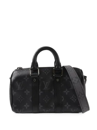 Pre-owned Louis Vuitton Keepall Xs Monogram Eclipse Shoulder Bag In Black