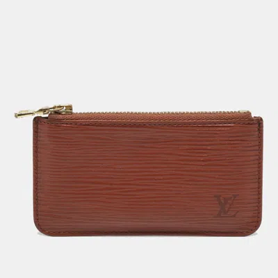 Pre-owned Louis Vuitton Kenyan Fawn Epi Leather Key Pouch In Brown