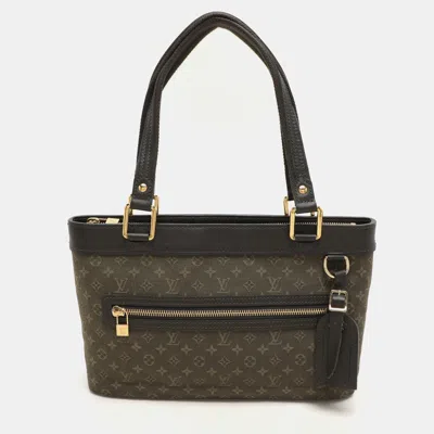 Pre-owned Louis Vuitton Khaki Green Monogram Mini Lin Lucille Pm Bag