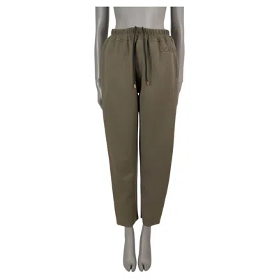 Pre-owned Louis Vuitton Khaki Green Wool 2024 Embossed Signature Jogging Pants L