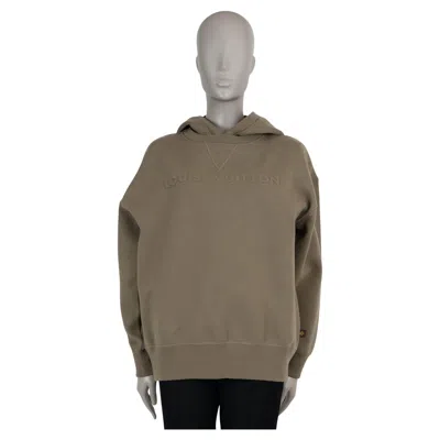 Pre-owned Louis Vuitton Khaki Green Wool 2024 Signature Embossed Hoodie Sweater L