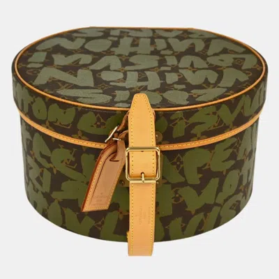 Pre-owned Louis Vuitton Khaki Monogram Graffiti Boite Chapeau 30 Hat Box In Brown
