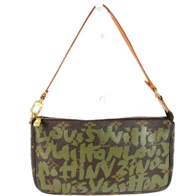 Pre-owned Louis Vuitton Khaki Monogram Graffiti Handbag Pochette Shoulder Bag ()
