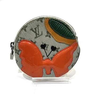 Pre-owned Louis Vuitton Khaki Orange Canvas Coin Purse/coin Case ()