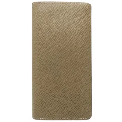 Pre-owned Louis Vuitton Khaki Taiga Leather Long Wallet (bi-fold) ()