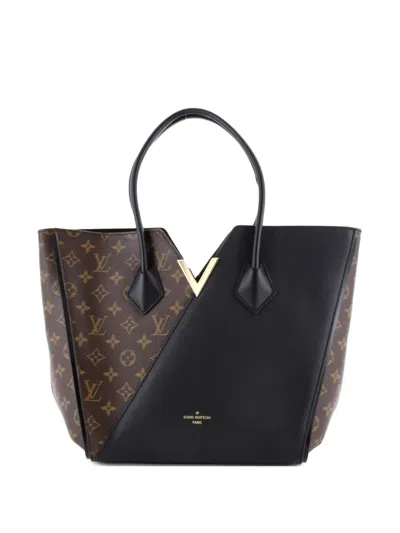 Pre-owned Louis Vuitton Kimono Handbag Monogram Canvas And Leather Mm Tote Bag In Black