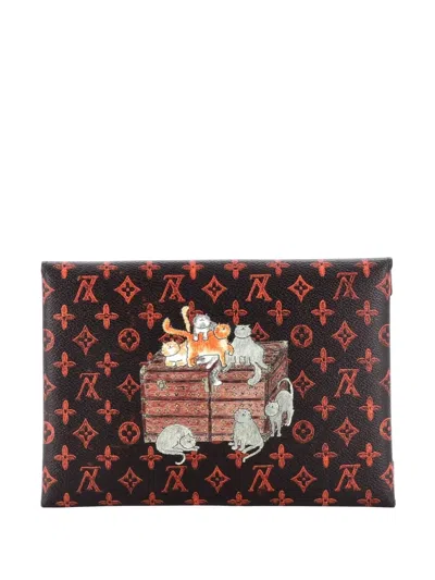 Pre-owned Louis Vuitton Kirigami Pochette Set Limited Edition Grace Coddington Catogram Canvas Clutch Bag In Brown