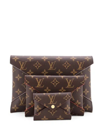Pre-owned Louis Vuitton Kirigami Pochette Set Monogram Canvas Clutch Bag In Brown