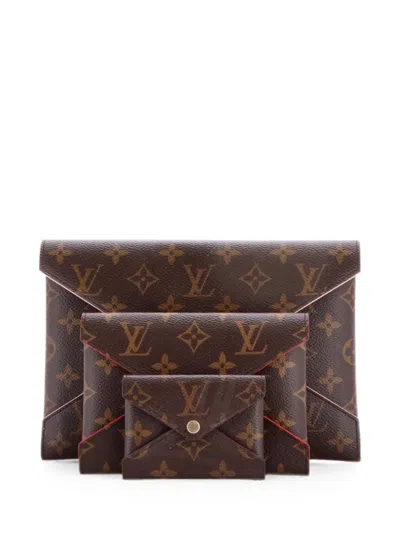 Pre-owned Louis Vuitton Kirigami Pochette Set Monogram Canvas Clutch Bag In Brown